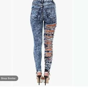 One leg ripped jeans deals